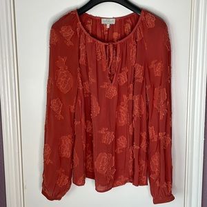 Lucky Brand burnt orange peasant blouse